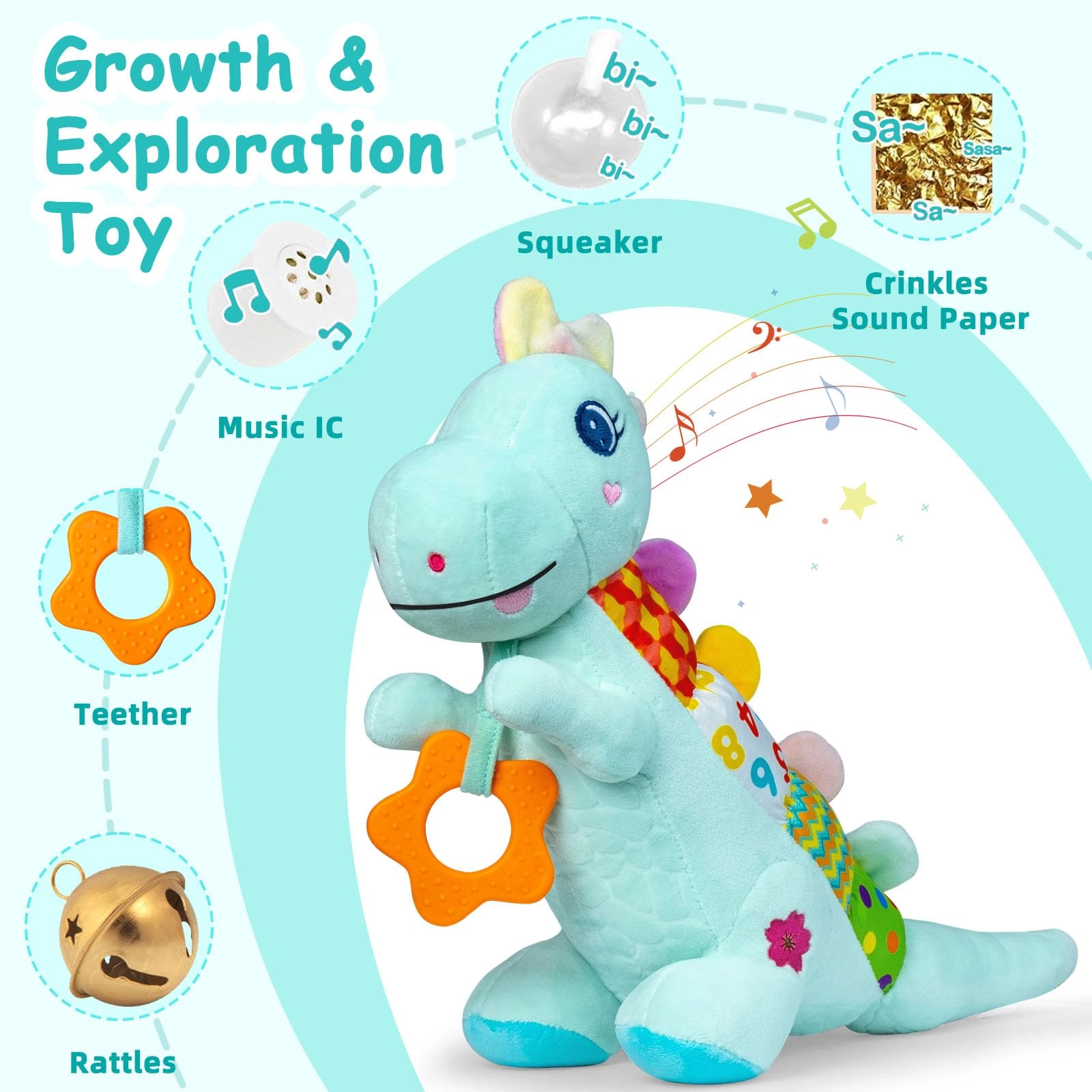 Baby Dino Plush - 0-3-6-12+ Months Cotton Animal