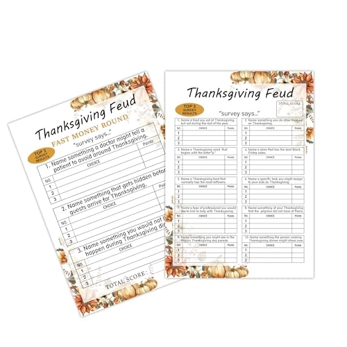 Thanksgiving Feud Quiz - 15+