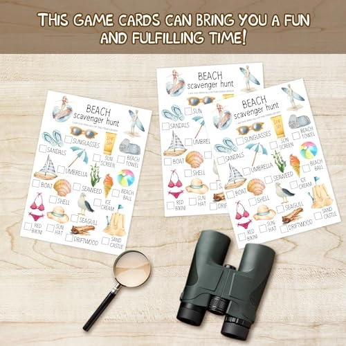 Beach Scavenger Hunt Cards - 15 years and up 30 Pcs