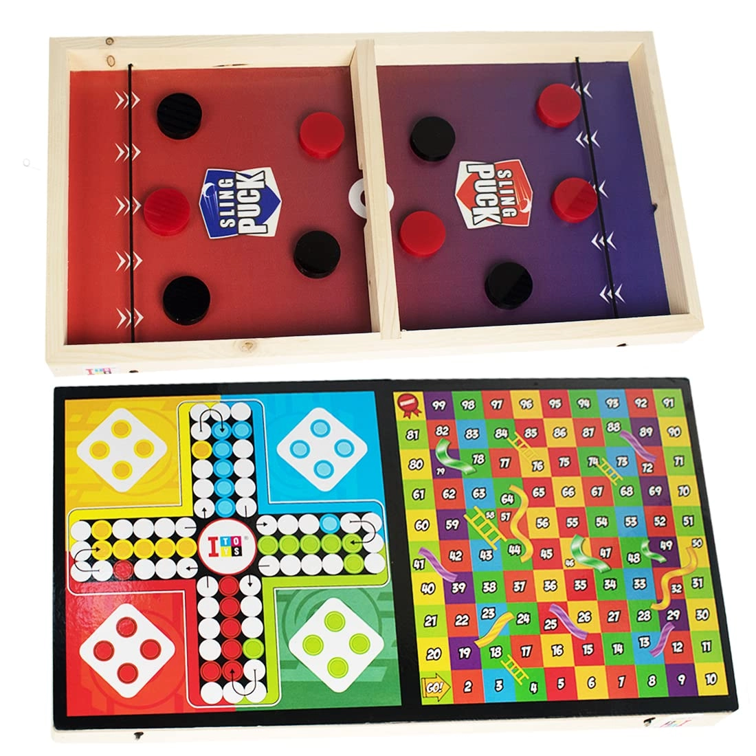 Wembley Fastest Finger - 2 in 1 Snake Ladder Ludo Wooden