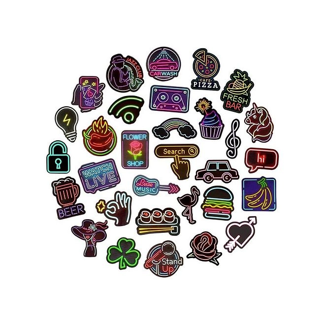 Neon Sticker Book Waterproof 50 pcs