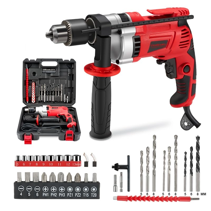 LiunxDromic Hammer Drill - 910W 0-3000RPM 38 Accessories