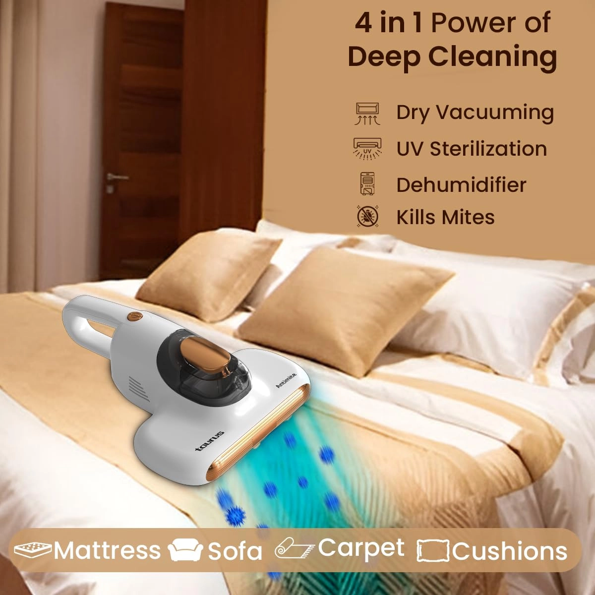 Bed Vacuum Cleaner - 400W 10KPa UV Light