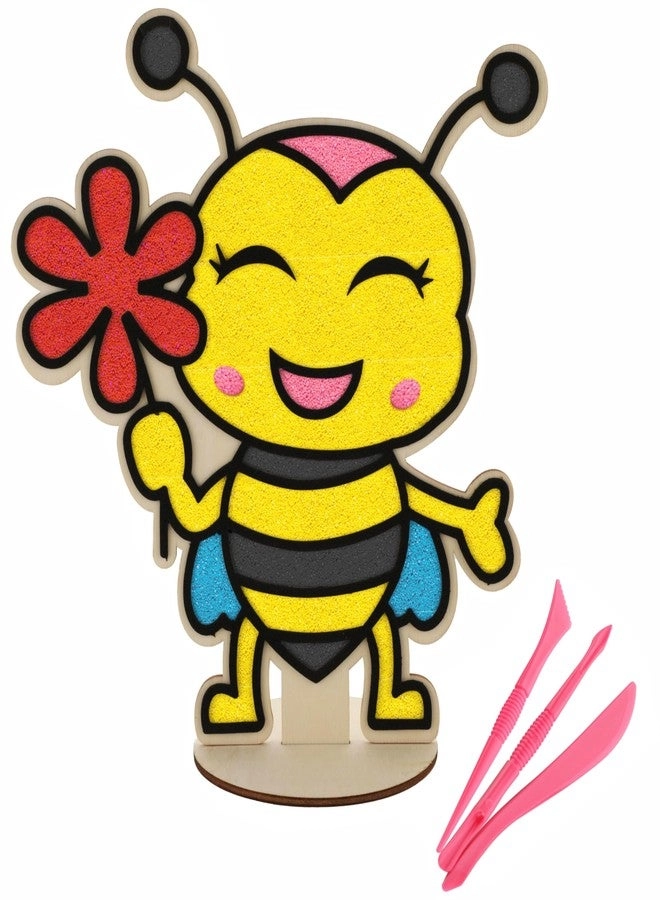 SPARTAN KIDS Wooden Honey Bee Board - DIY Foam Clay Art Kit 8 Colors Air Dry Clay