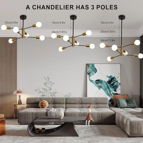Sputnik Chandelier - 33.5in/85cm(H) 23.6in/60cm(Adjustable Height)