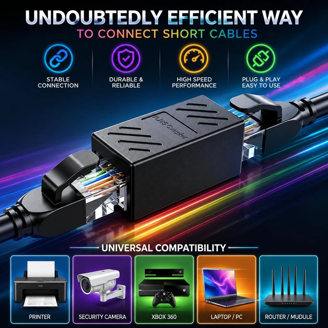 RJ45 Coupler - 10 Pack 1000Mbps Gigabit