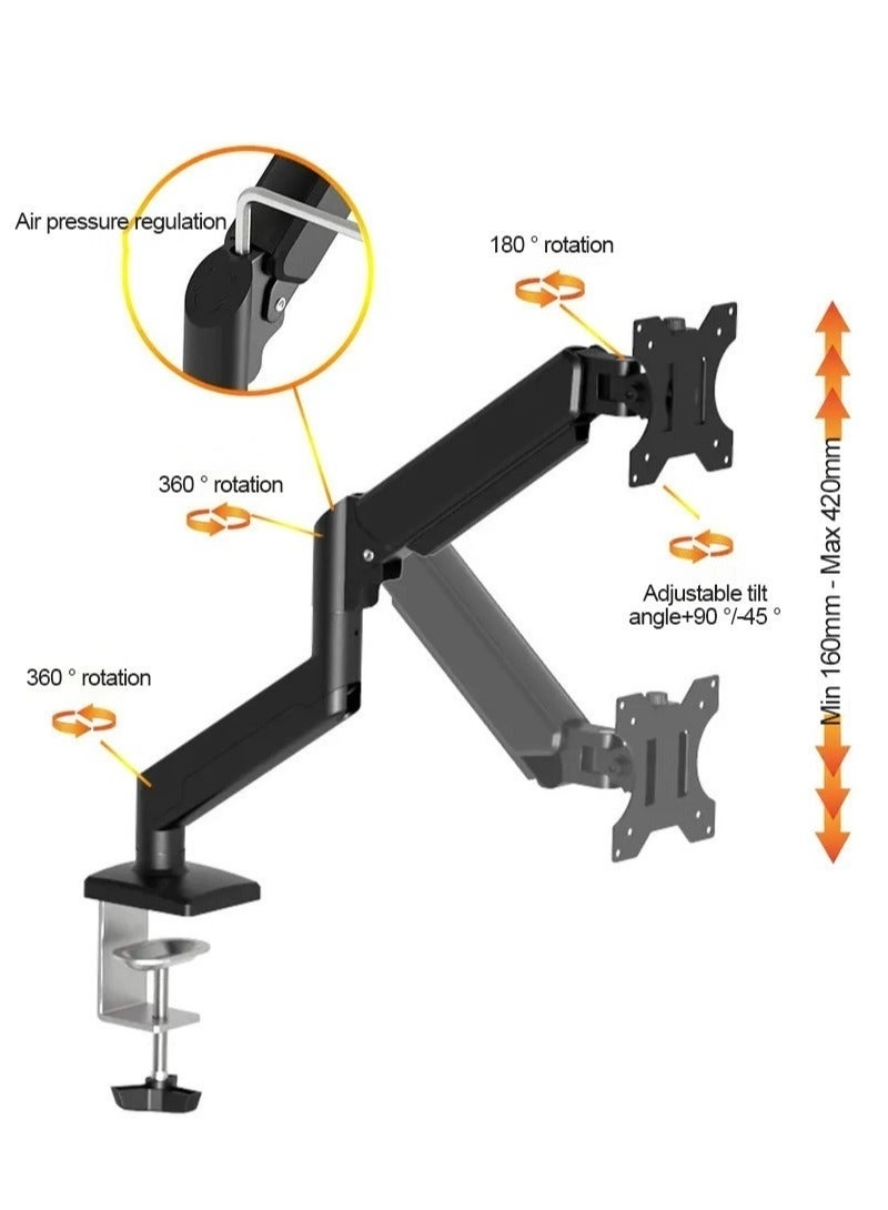 Full Motion Tilt Swivel Single Monitor Arm - 13-32 inch 100 x 100 or 75 x 75 mm