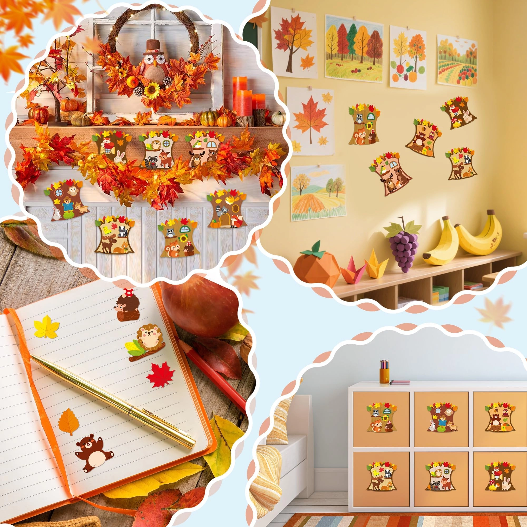 Fall Woodland Animal Face Stickers - 40PCS