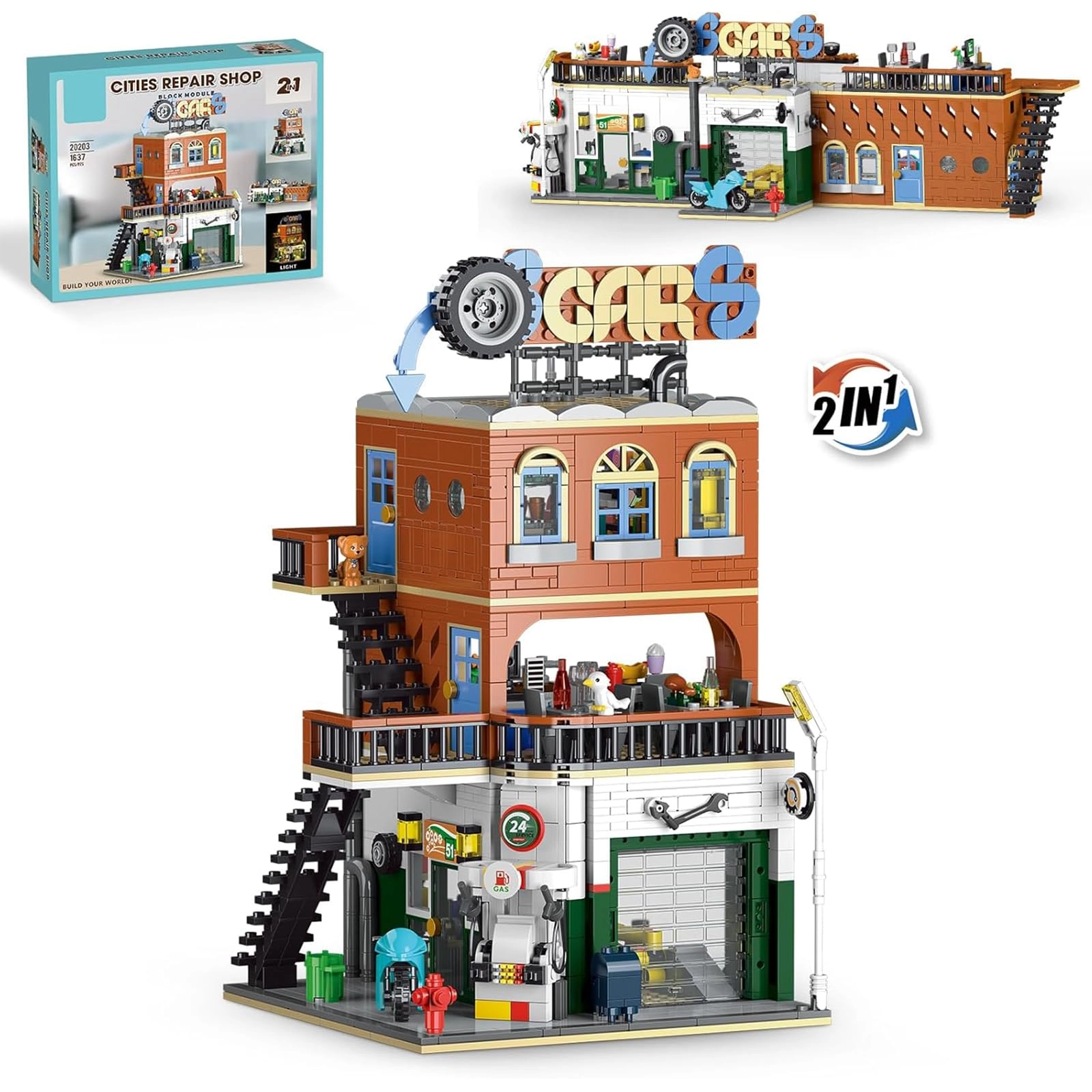 TOY PLAYER City Garage & Shop (MC392) - 2-in-1 LED Lighting