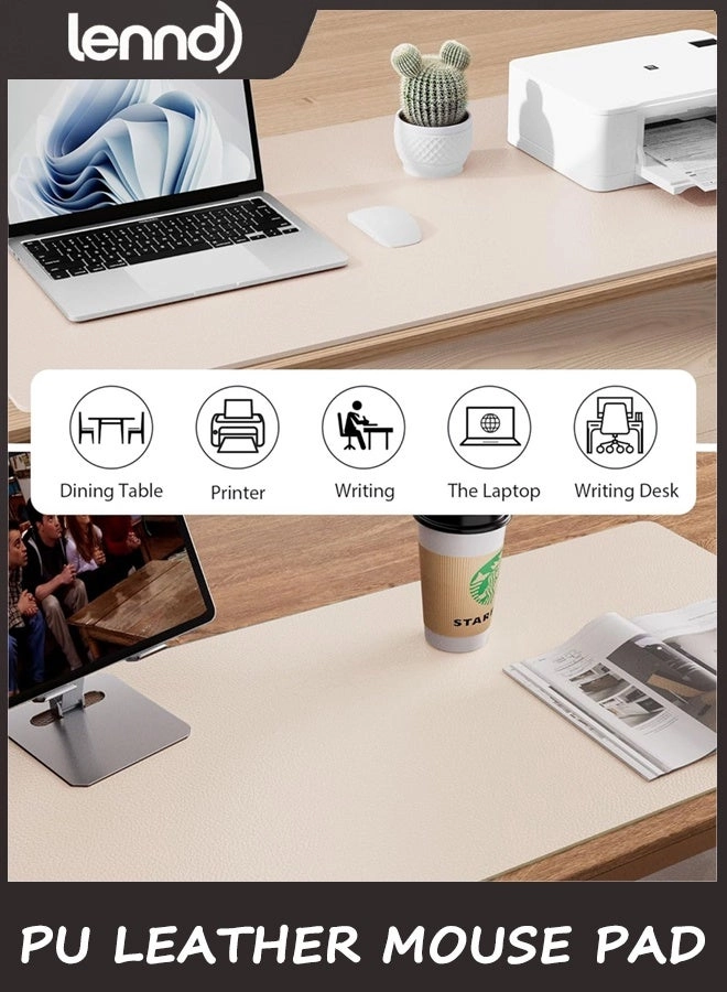 Non-Slip Large PU Leather Office Mouse Pad - 80x40 cm