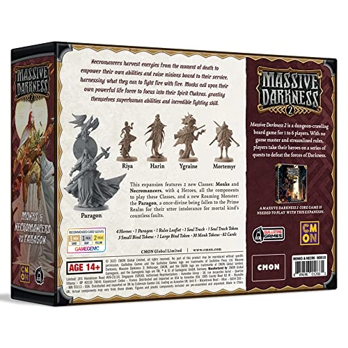 Massive Darkness 2: Hellscape - Heroes & Monster Set Monks and Necromancer vs The Paragon
