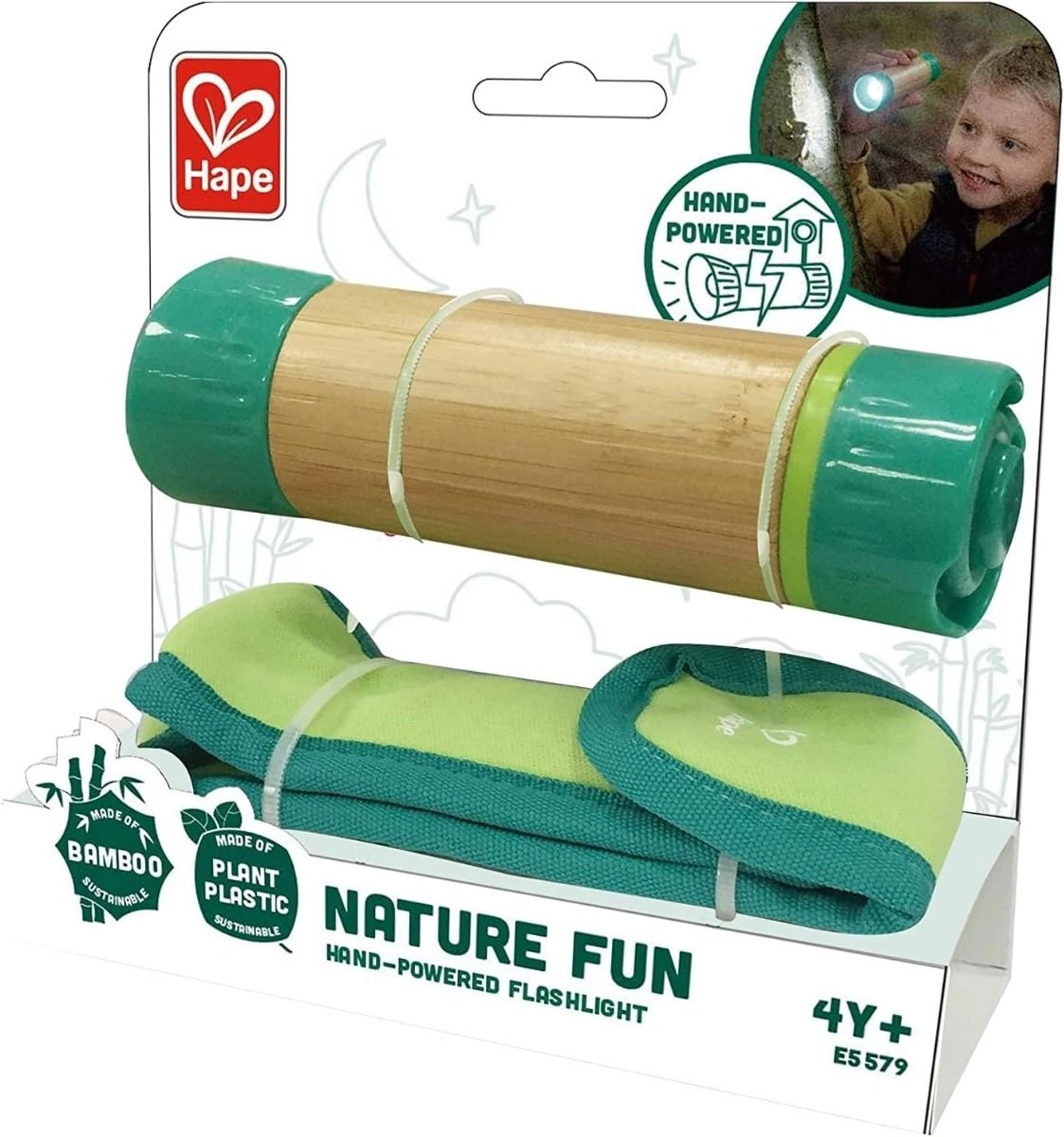 Hand Powered Flashlight - Green Bamboo
