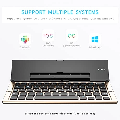 Foldable Keyboard - Bluetooth Folding Gold for PC Smartphone Tablet