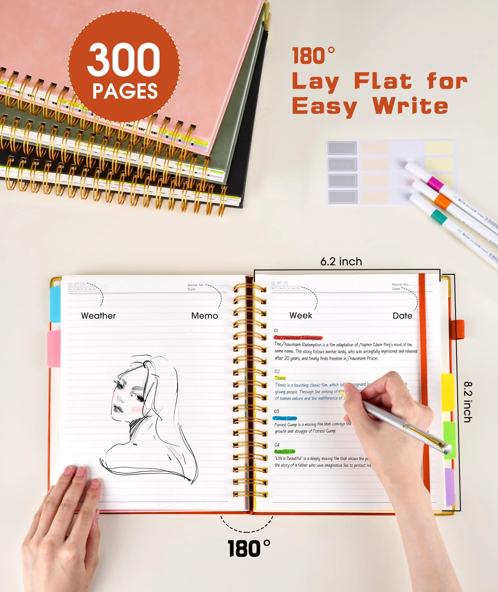 Hardcover Spiral Notebook A5 Spiral - Lined 300 Pages
