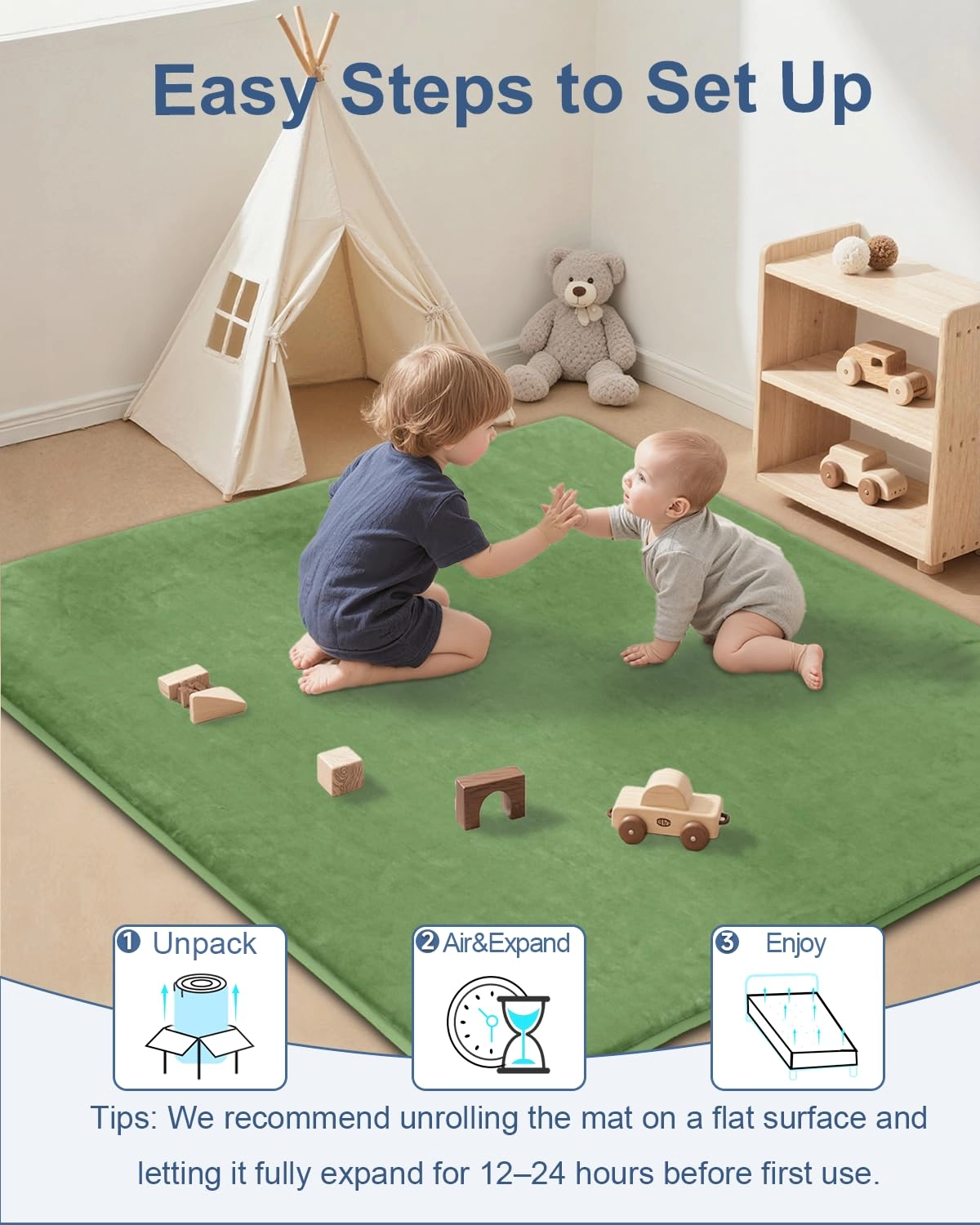 Baby Play Mat - 50x50 Green