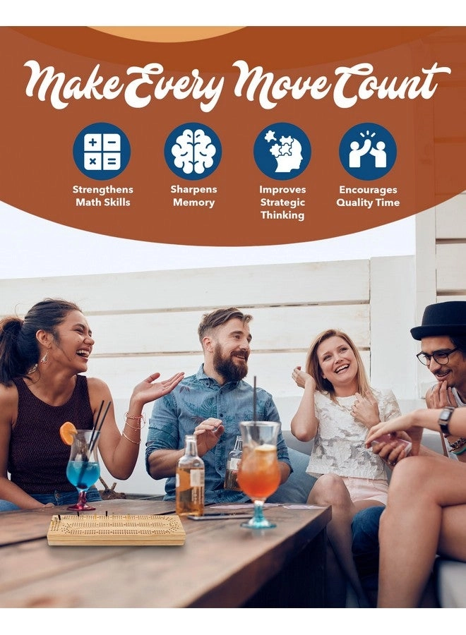 Cabinet Cribbage Set - Solid Oak 3 Track Metal Pegs