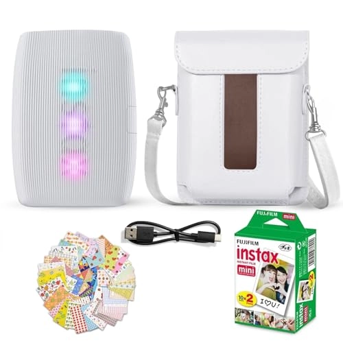 Instax Mini Link 3 - Smartphone Printer + Protective Case + INSTAX MINI Instant Film - 20 Sheets + Hanging Photo Frames + Microfiber Cleaning Cloth