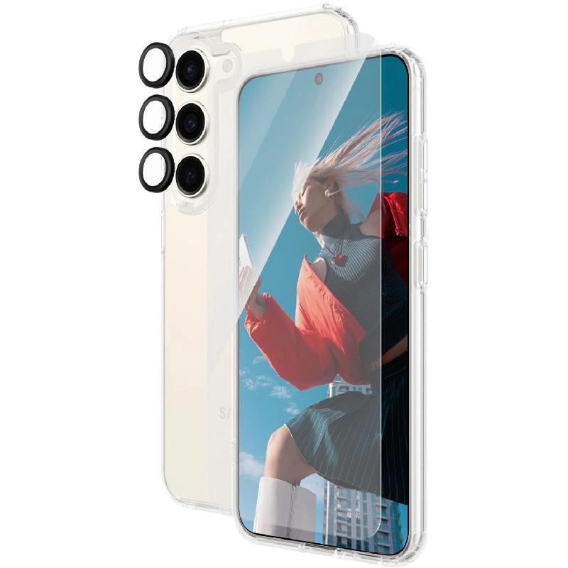 Hard Case + Screen Protector + Hoops Camera Lens Protector - Clear for Samsung Galaxy S24+