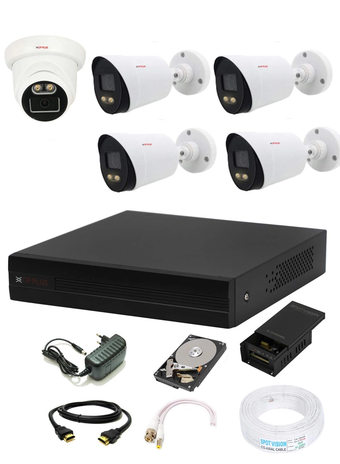 HD DVR - 8 channels + Outdoor Camera - 2.4 MP + Indoor Camera - 2.4 MP + Hard Disk - 1000 gigabyte