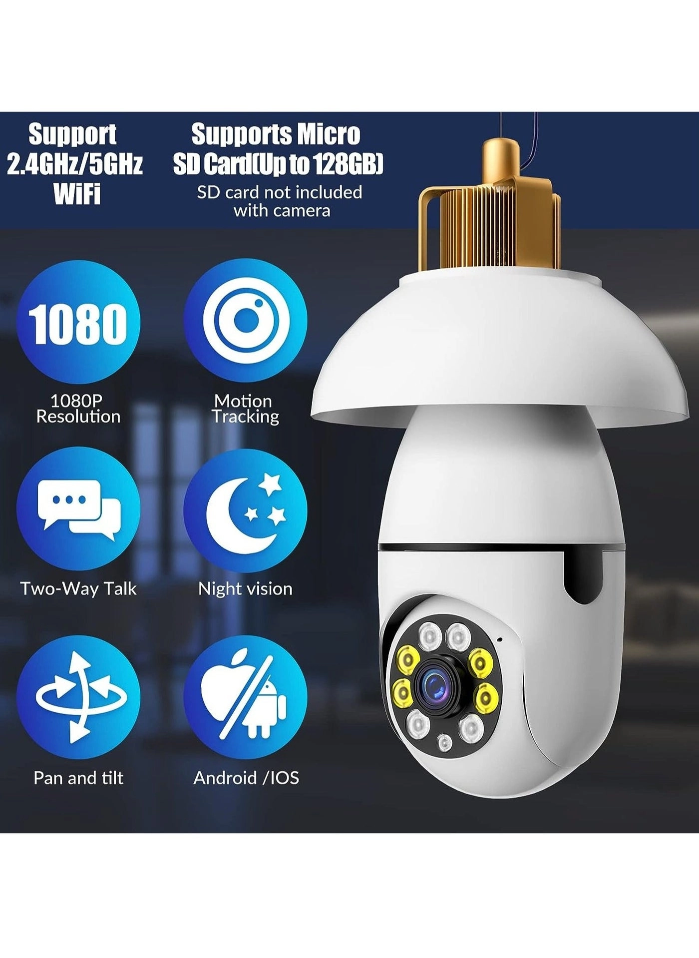WiFi Light Bulb Camera 1080P