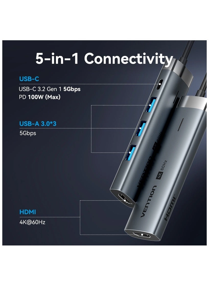 USB-C Docking Station - 4K@60Hz 100W PD 3x USB 3.0