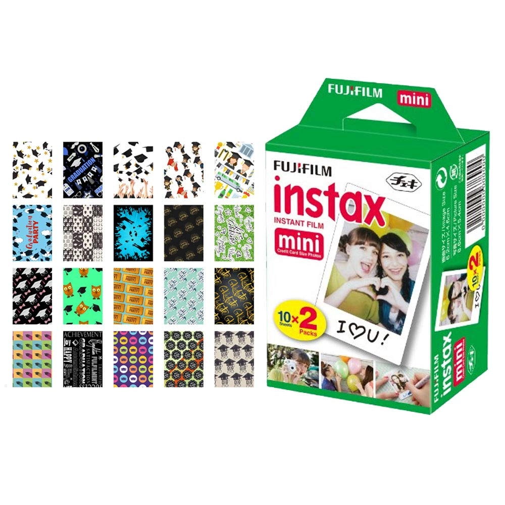 instax Mini Instant Film - 20 Exposures + Sticker Frames for Instax Prints - 20
