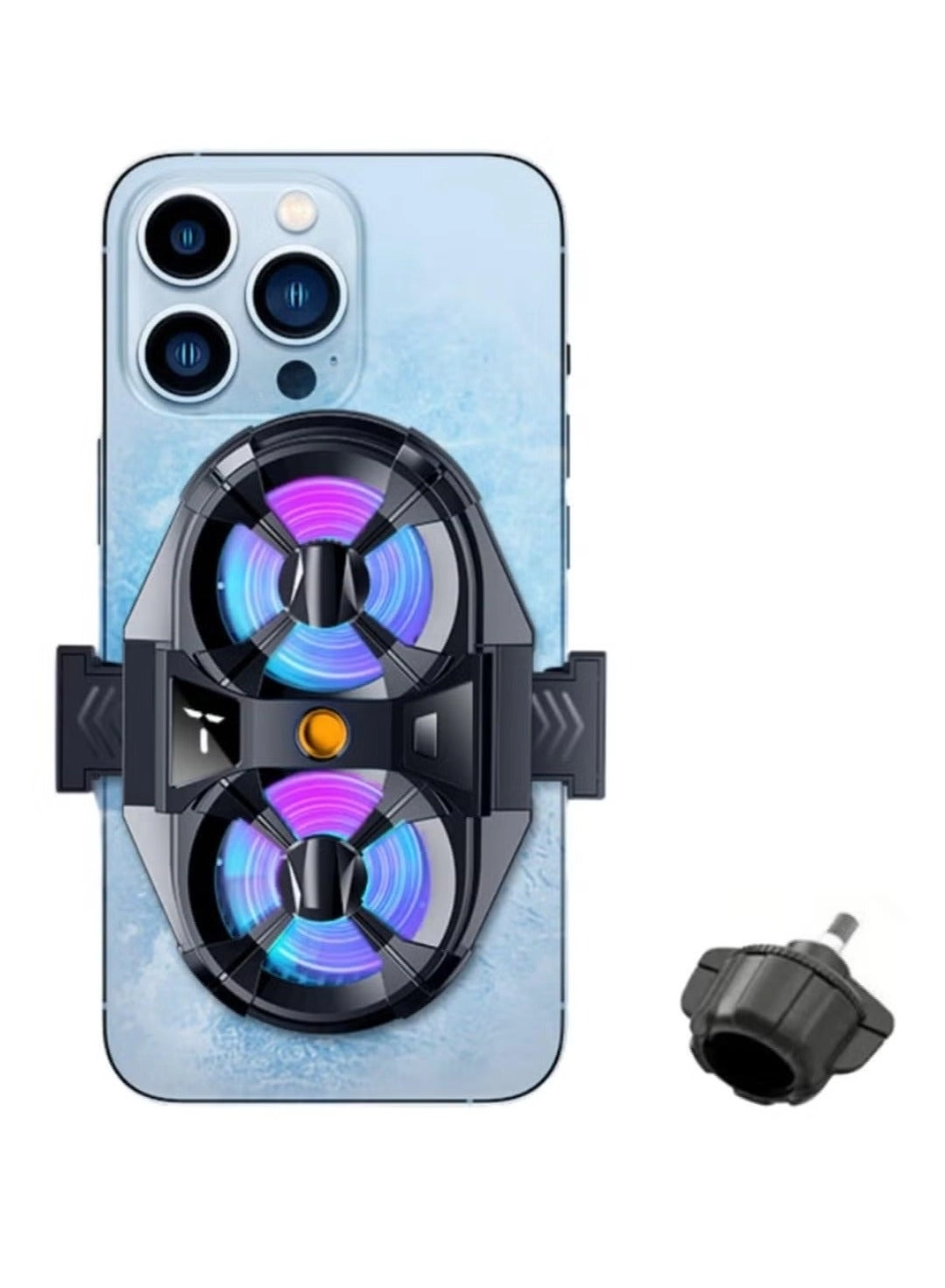 Dual Cooling Fan Cell Phone Cooler - 3-Speed Fan LED Display Adjustable Holder