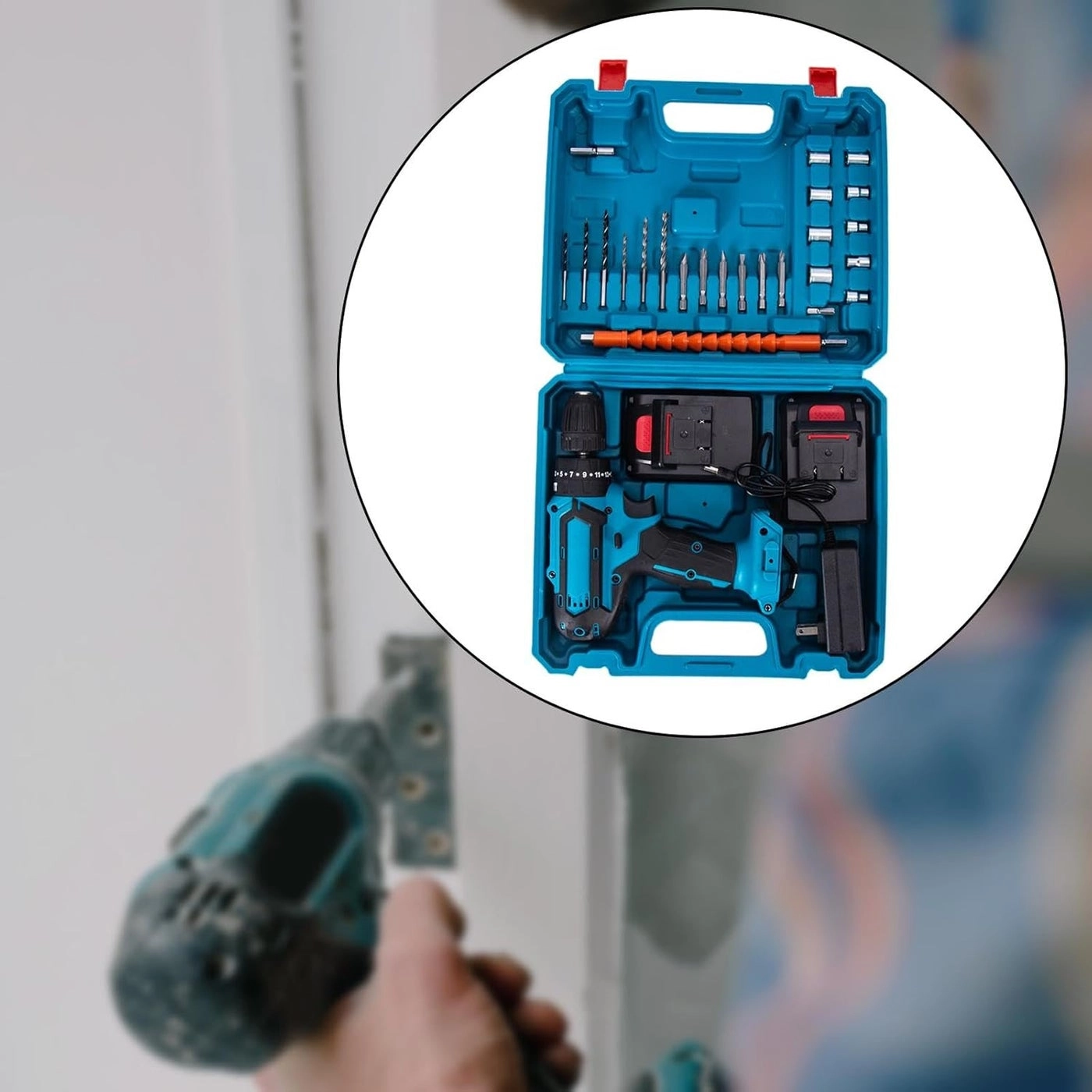 Cordless Power Drill Set - Compact Rechargeable