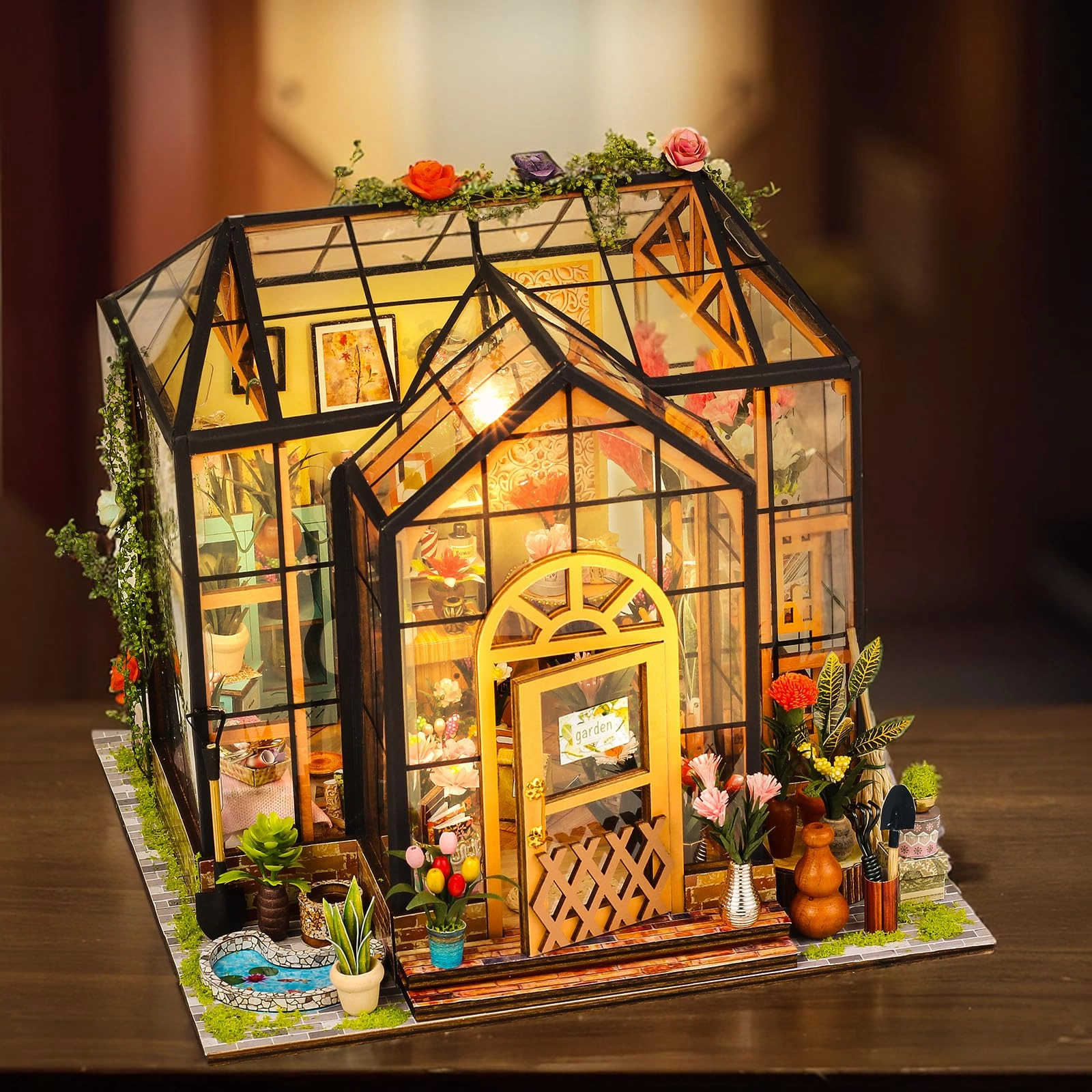 JONRRYIN Miniature House to Build - LED Light Model House Furniture