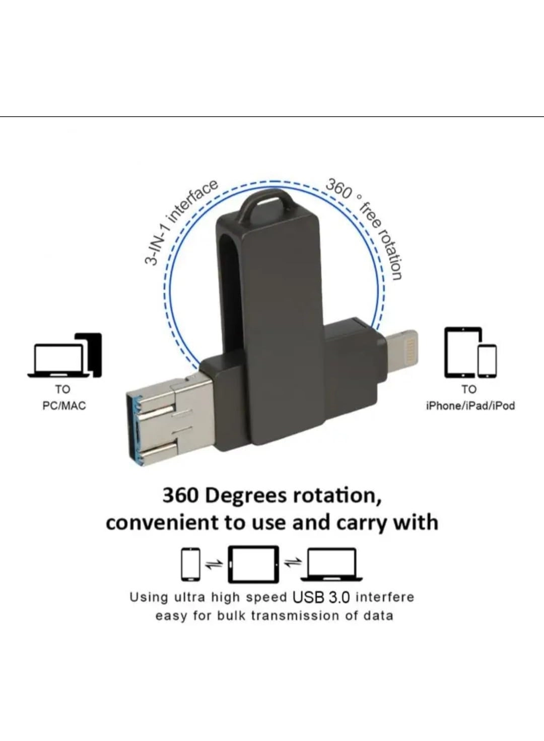 USB Flash Drive - USB 3.0 Type A Lightning Micro USB 2TB
