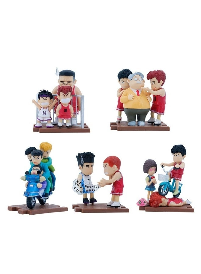 halamodo Hanamichi Sakuragi + Kaede Rukawa + Team Action Figures - Slam Dunk - 5 pcs
