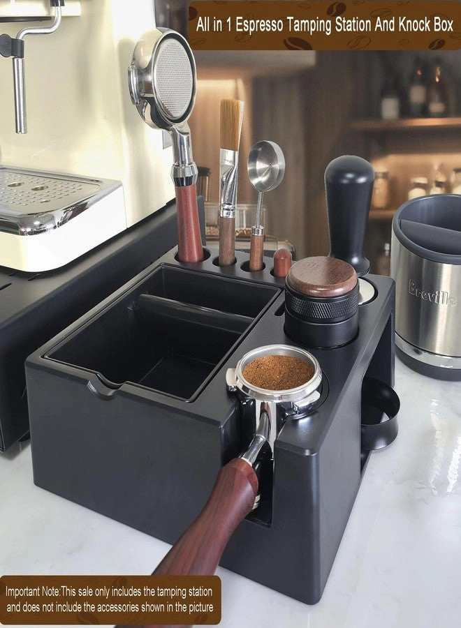 Knock box + Tamper station + Distributor + Portafilter + Puck screen accessories