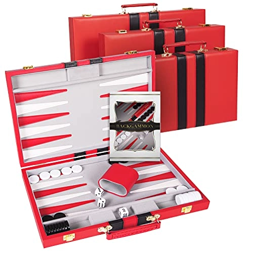 Backgammon Set - Premium Leather Case Strategy & Tip Guide
