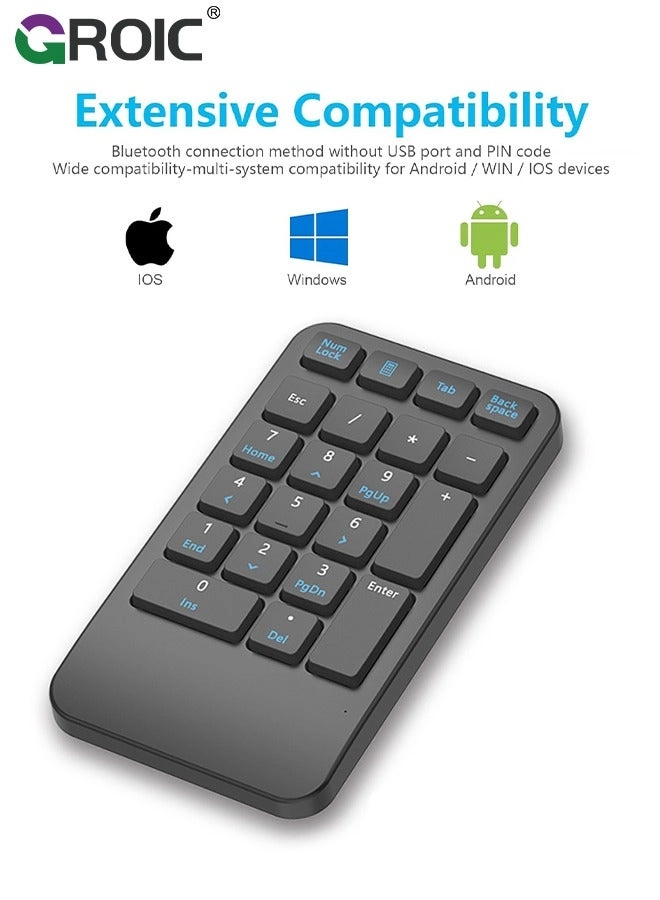 Wireless Number Pad - 22 Keys Bluetooth 5.0 Slim