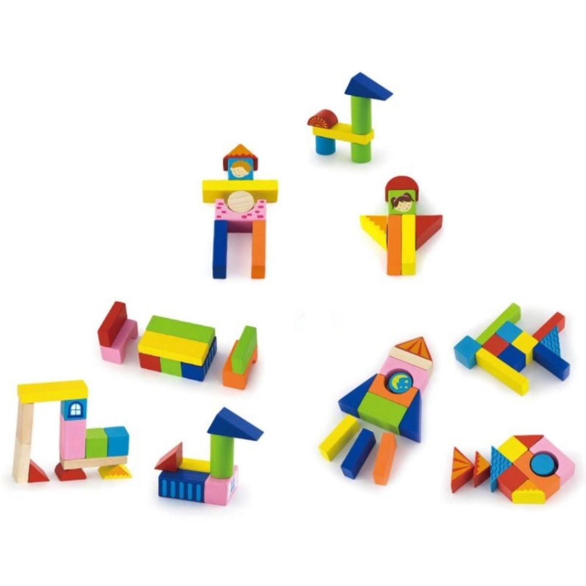 Wooden City Blocks - City Theme 75pcs