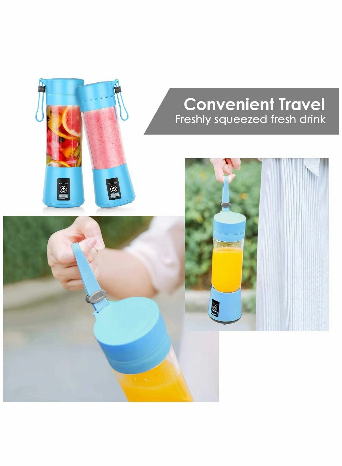 Portable Blender - USB Rechargeable 304 Stainless Steel Blades Personal Travel Size