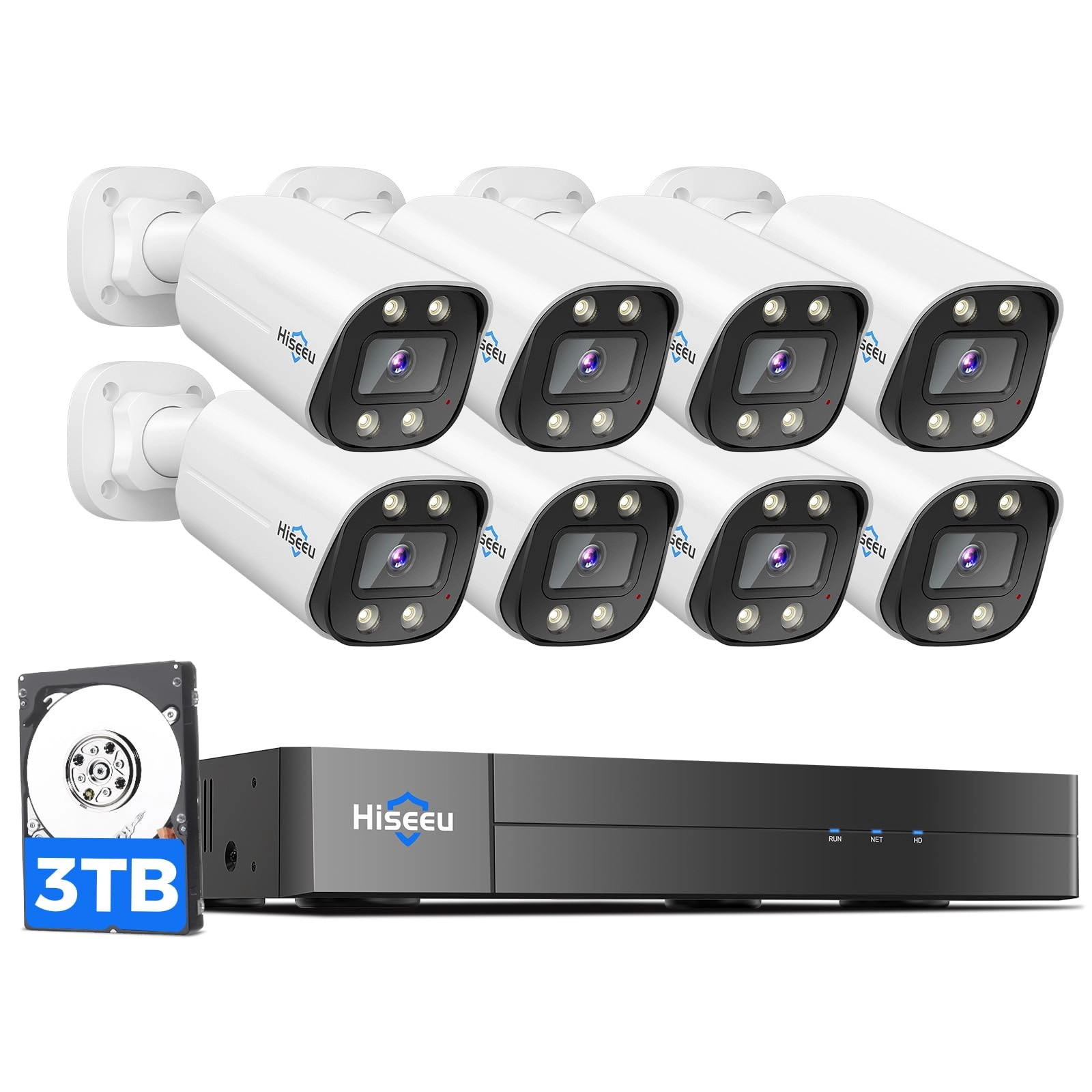 4K PoE Camera System - 8 cameras 16 channels 8MP
