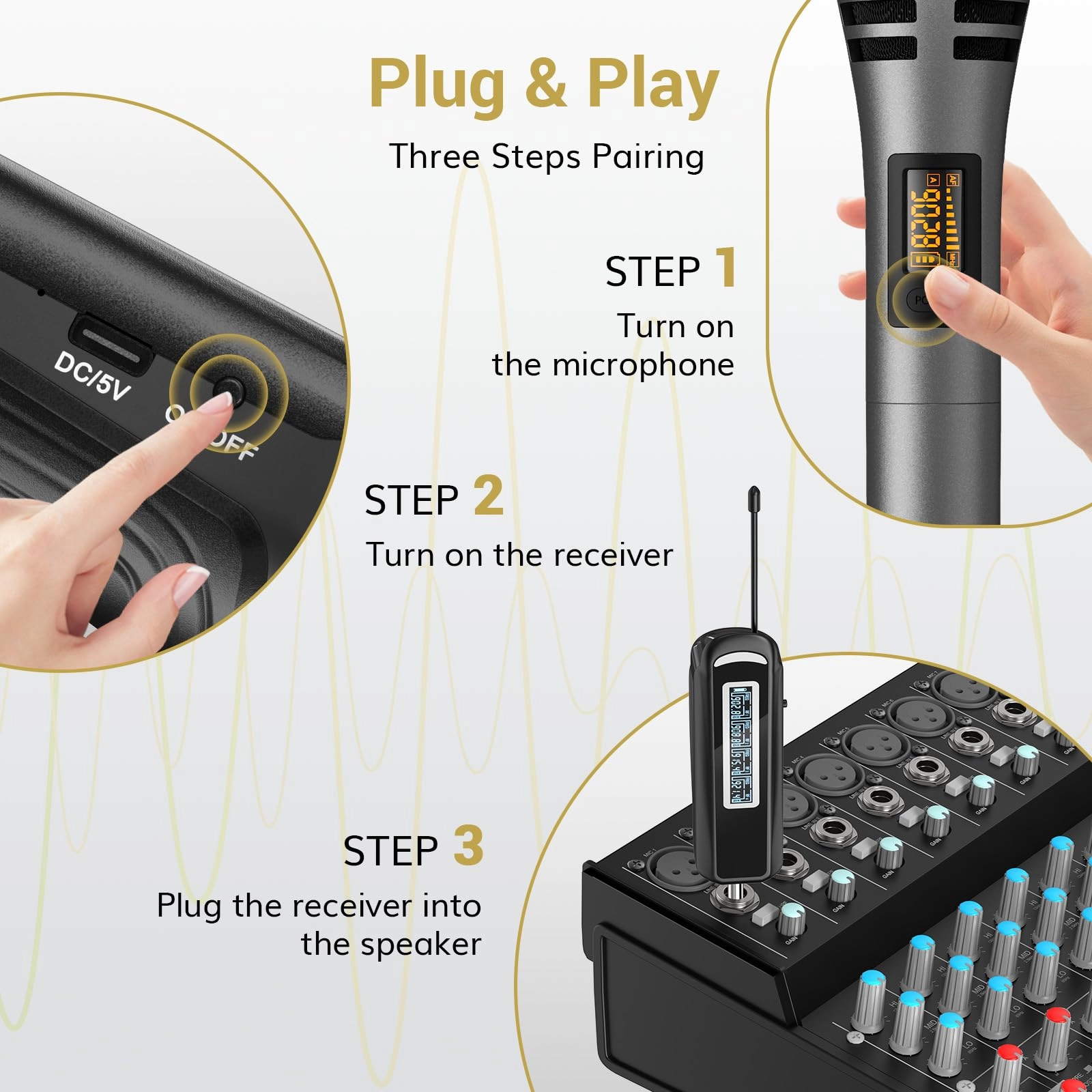 Wireless Microphones System - 4 UHF