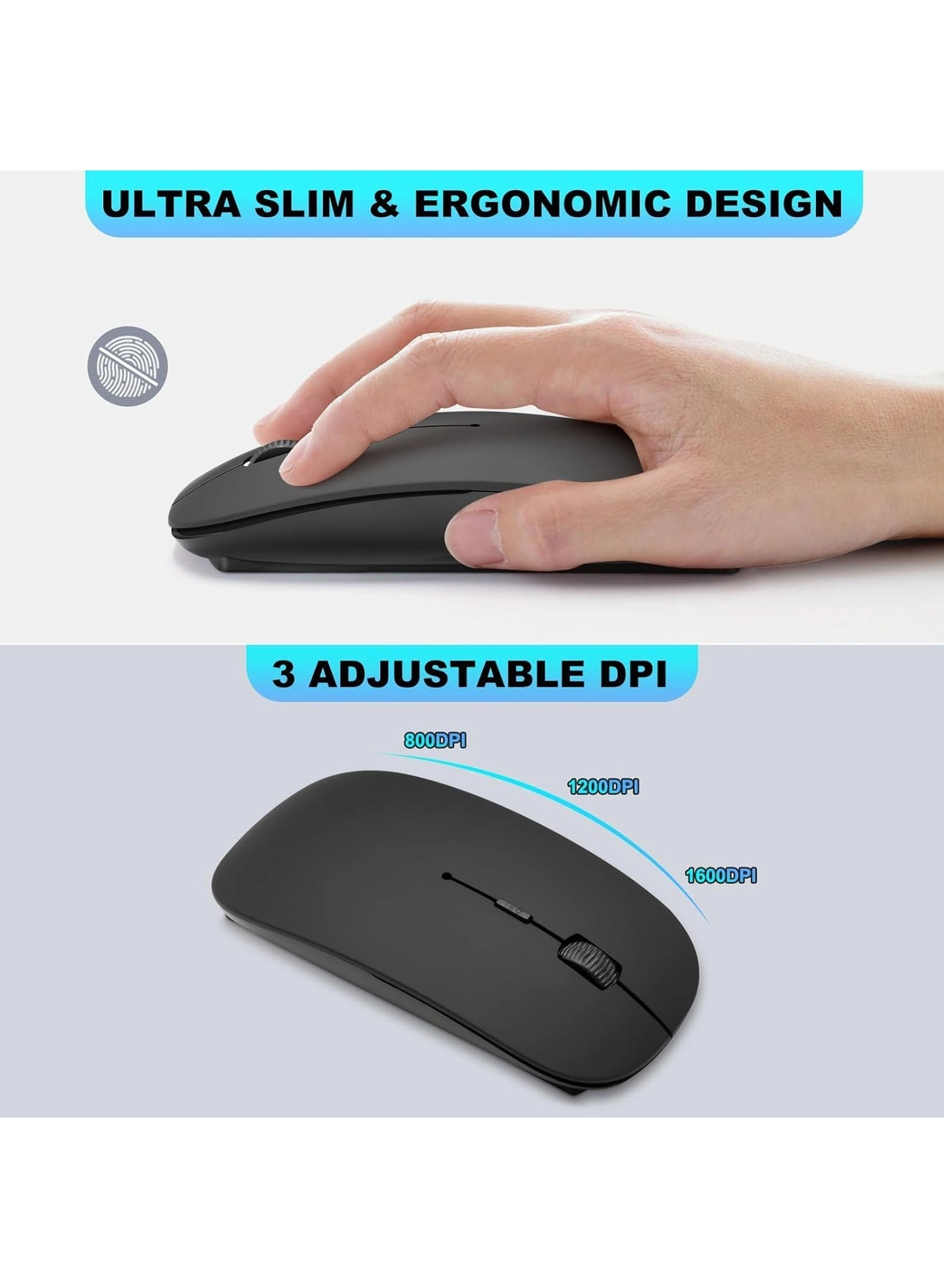 Wireless Numeric Keypad + Thin Wireless Mouse + 2.4G Wireless USB Receiver