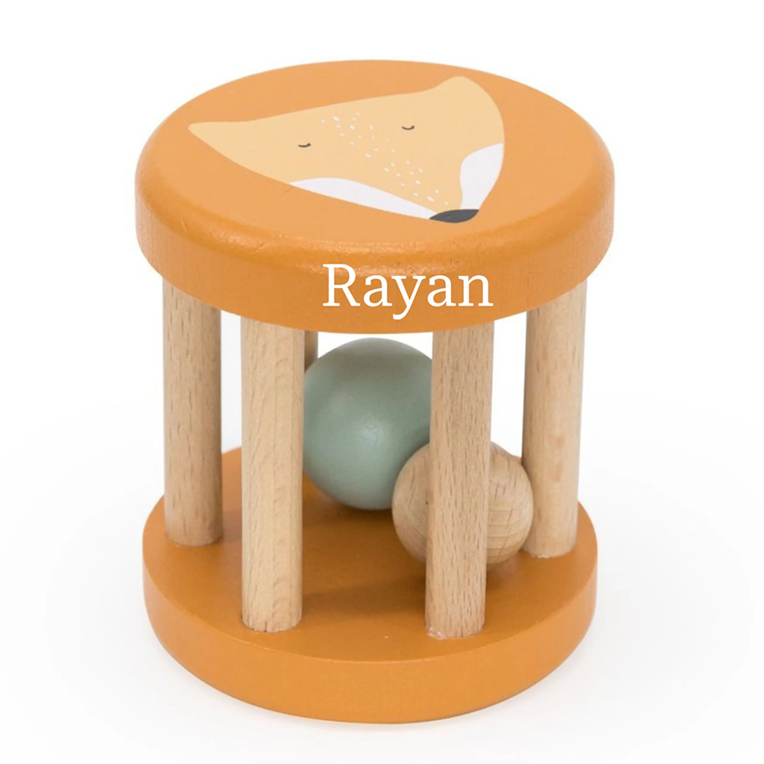 Wooden Rolling Rattle - Suitable for 6 months & Above Mr. Fox
