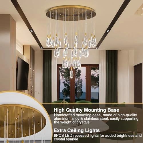 Raindrop Staircase Chandelier - 4000K Dimmable