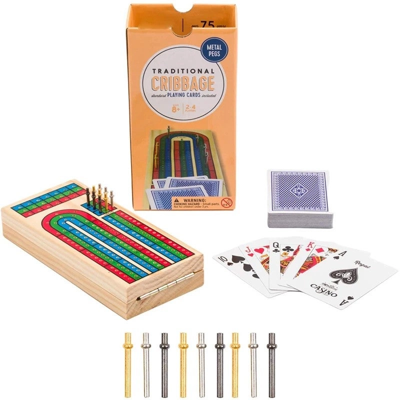 Folding Cribbage Board - Wooden Peg Set