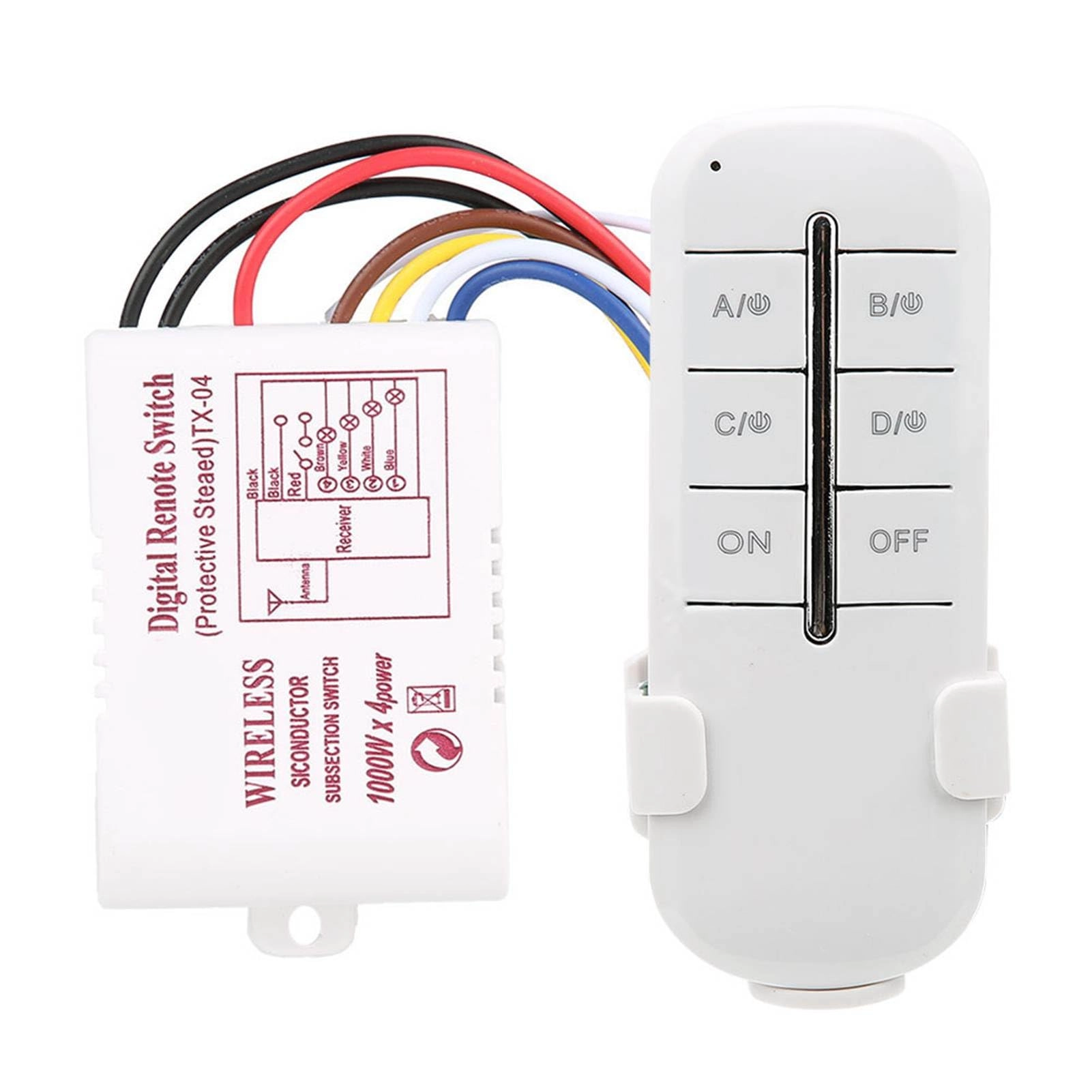 ViaGasaFamido Wireless RF Remote Control Lamp Light Switch - MR704 Four channels load 4*1000W
