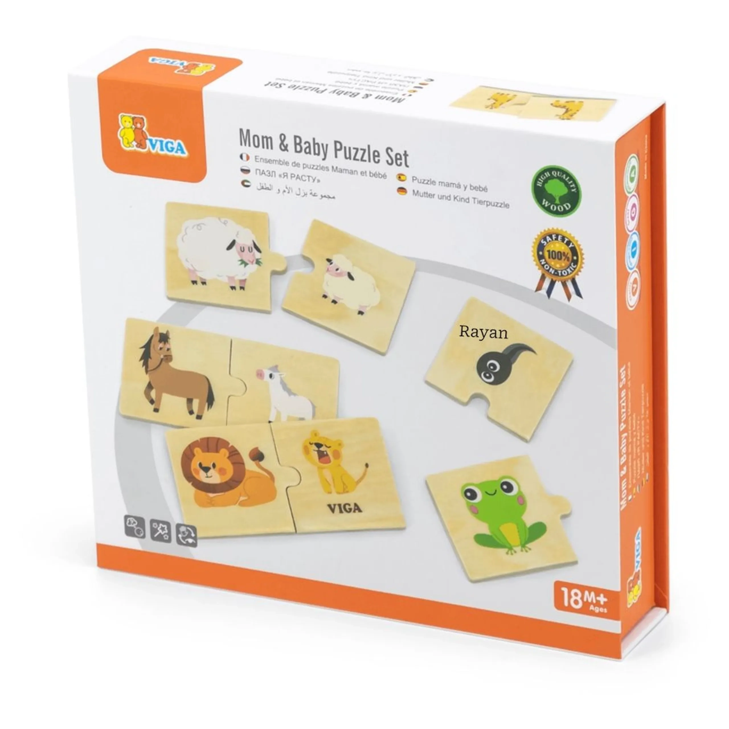 VIGA Mom & Baby Mix & Match Wooden Puzzle (PRS-29464294-44648) - 24 pcs