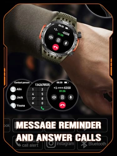 Military Smart Watch - 1.46 inch Color Screen Heart Rate Monitor 450 mAh
