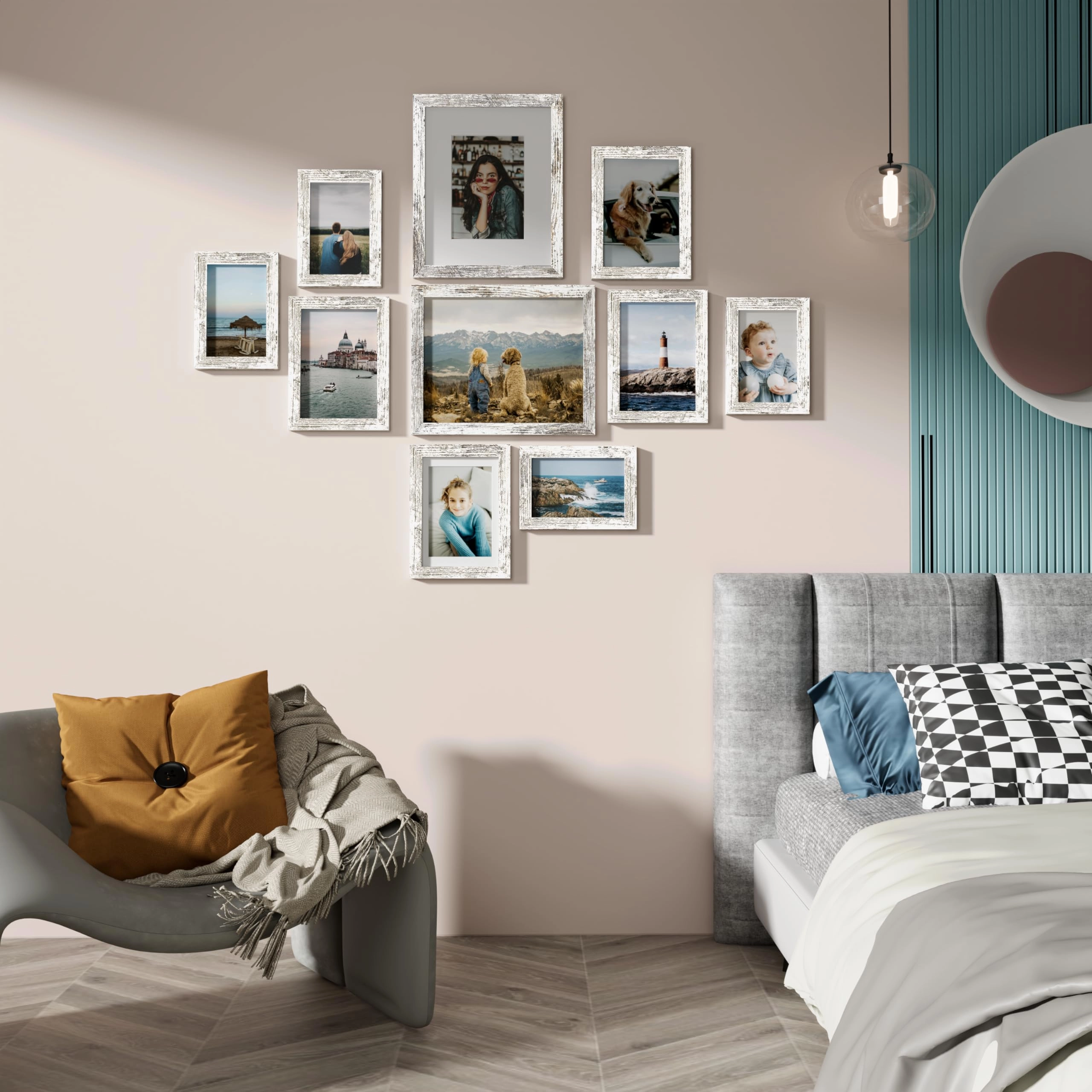 Picture Frames Set - 10 Pack Rustic Grey