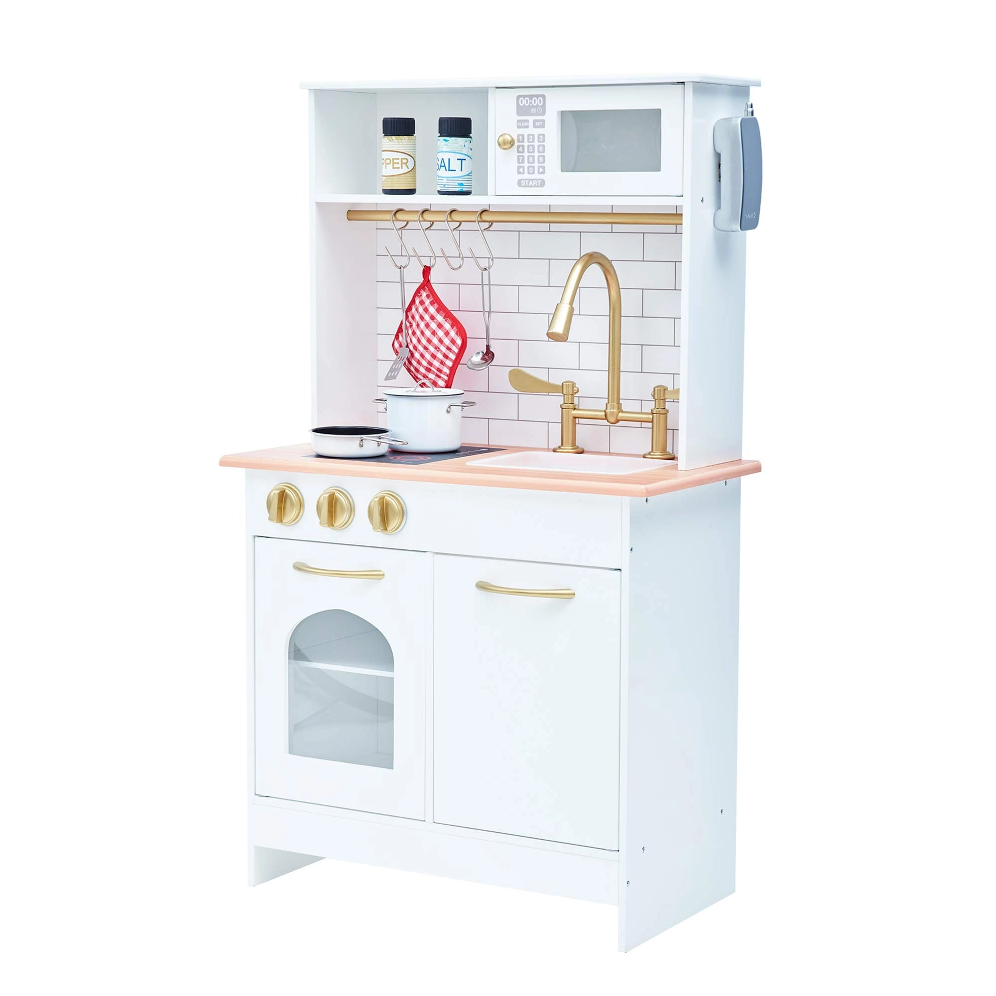Teamson Kids Little Chef Boston - Compact Farmhouse Wooden Interactive Play Kitchen