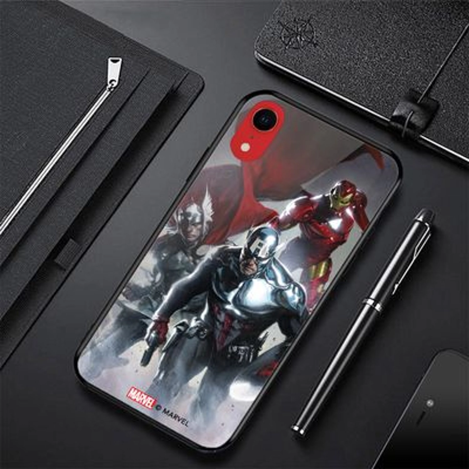 Avengers Trio Back Case TPU Bumper Case + Tempered Glass Back for iPhone XR