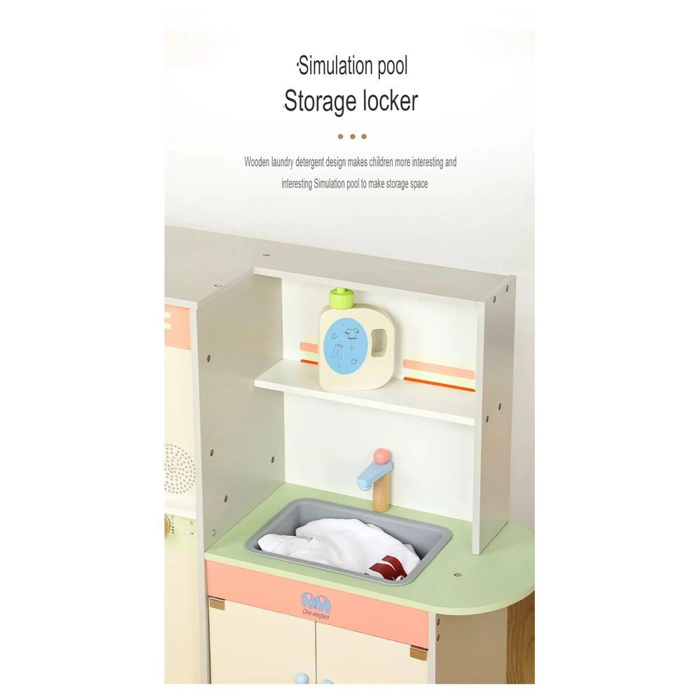 Kids Wooden Toy Laundry Play Set - Washer Dryer