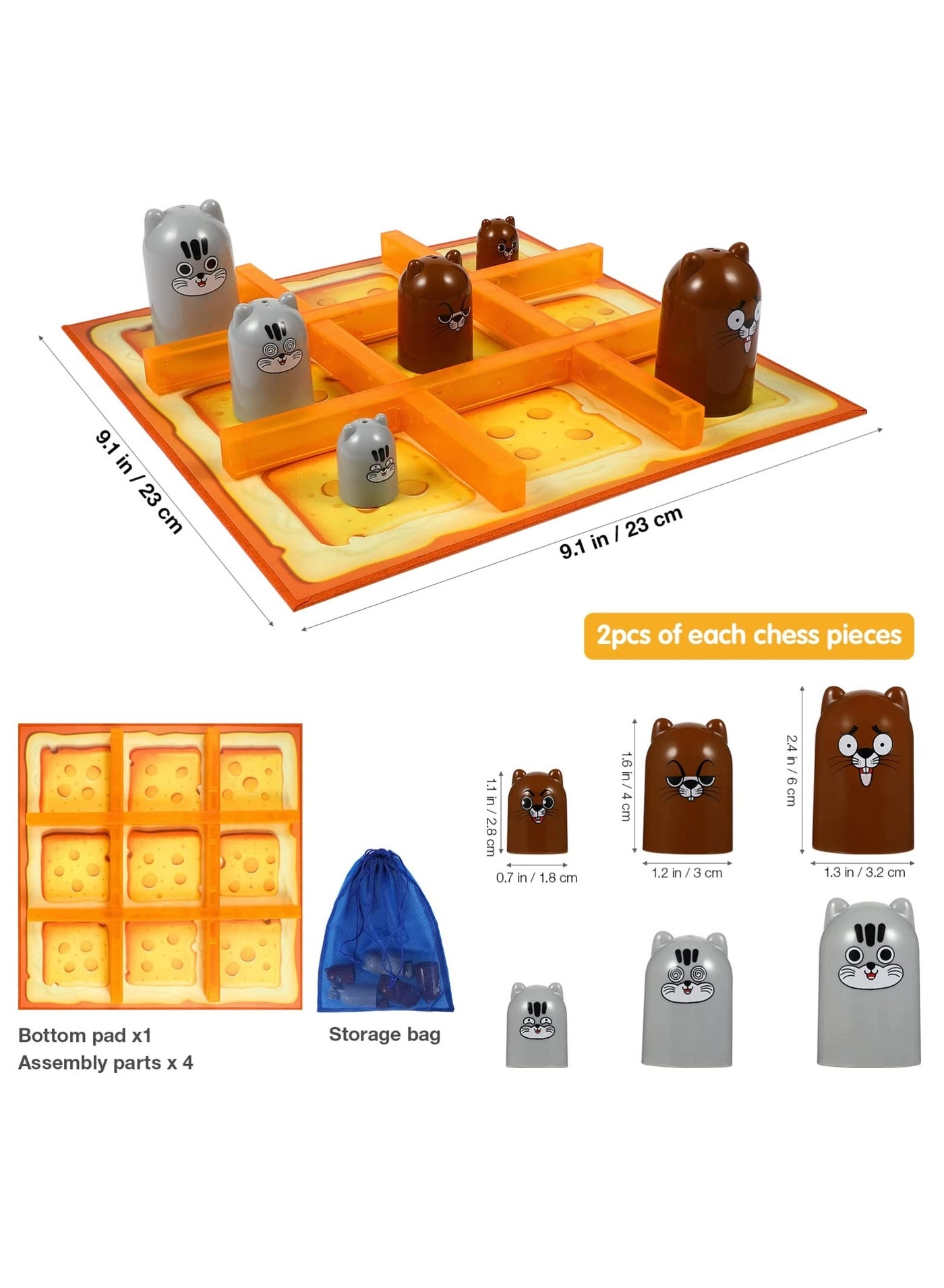 Cartoon Tic tac toe - Stacking Cups Portable Travel Toy